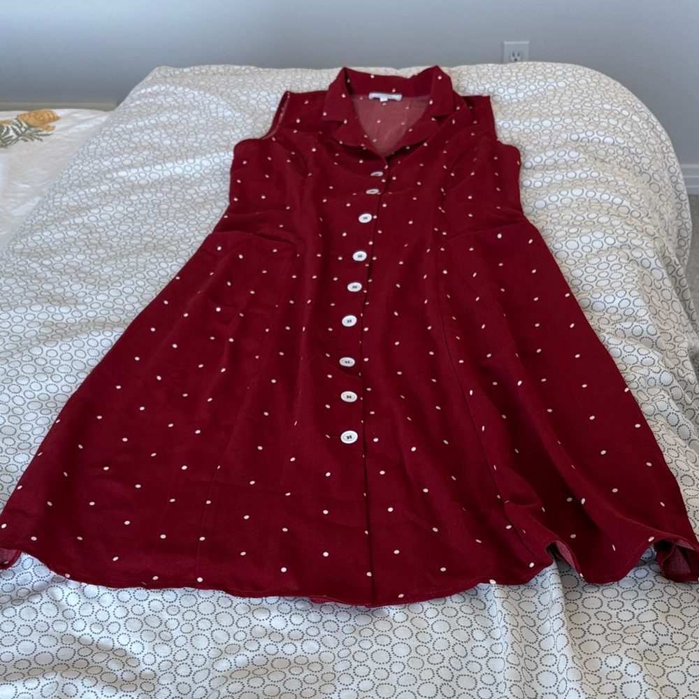RIHOAS Red Polka Dot Midi Dress